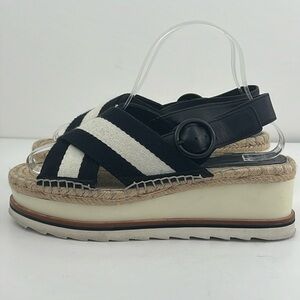 Marc Fisher LTD Platform Espadrille Glenna Black And White Sandals size 8